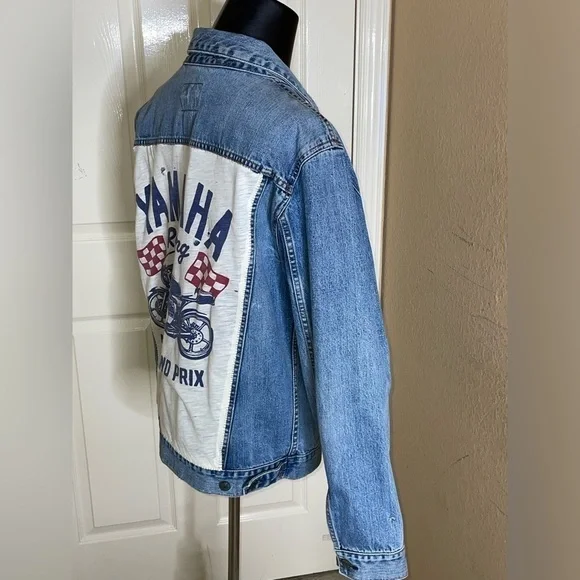 Unisex Gap Denim Gap Customized , Medium Wash Denim Icon Jean Jacket, Sz Large  - Picture 6 of 16